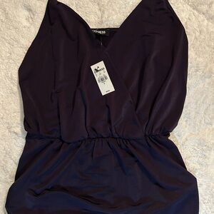 Express Deep Purple V-Neck Top